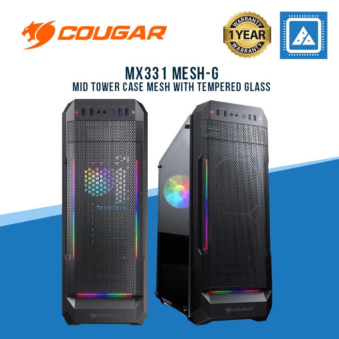 COUGAR MX331-G MID TOWERE CASE MESH WITH TEMPERED GLASS COUGAR MX331-G MID TOWERE CASE MESH WITH TEMPERED GLASS
